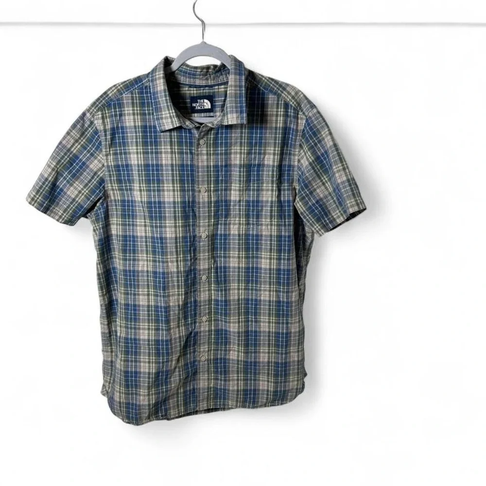 The North Face blue & green plaid button-up shirt Size XL #outdoor #hiking‎